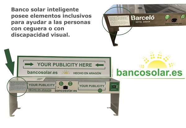 Banco solar inteligente posee elementos inclusivos para ayudar a las personas con ceguera o con discapacidad visual.